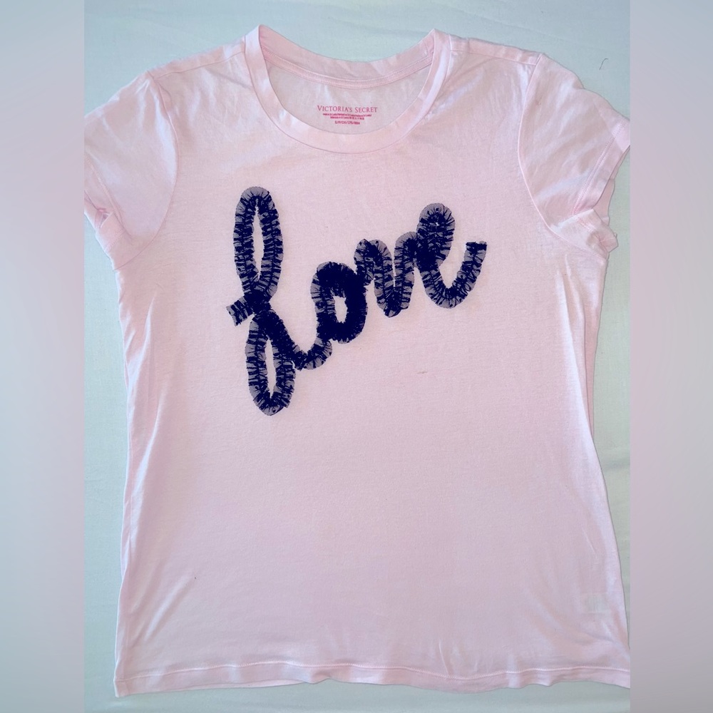 Baby pink Victorias Secret “love” top